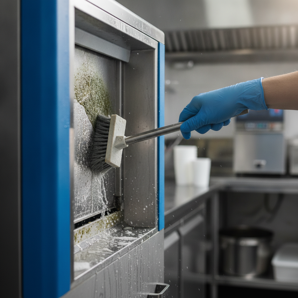 Ice Machine Cleaning no peoples faces just hand